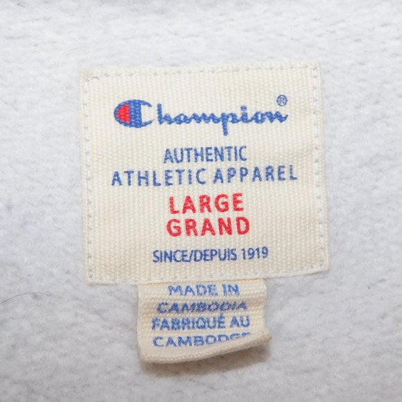 Champion Mens L Gray Logo Spellout Crewneck Sweatshirt Activewear Gym Athleisure - Picture 5 of 12